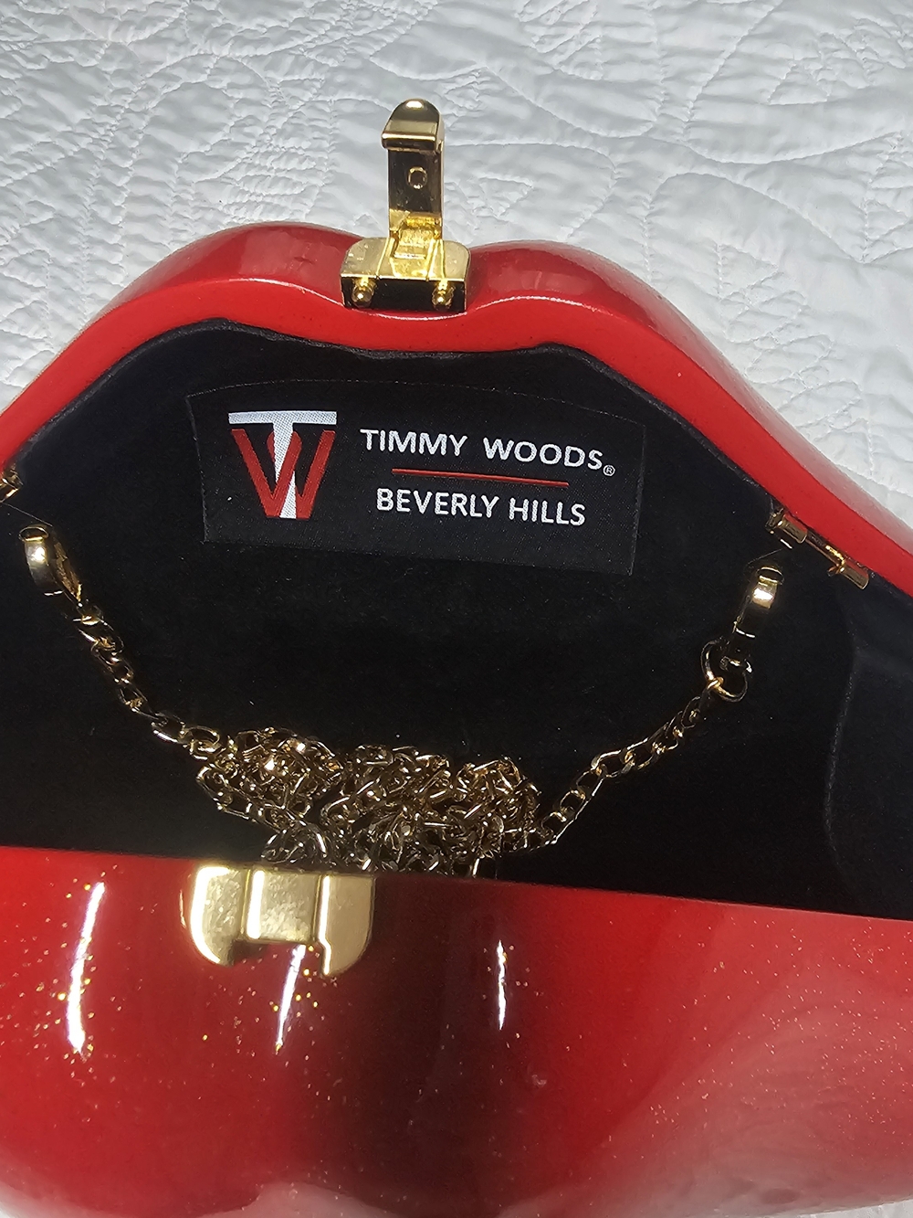 Timmy Woods of Beverly Hills- Acacia Wood- Red Lips Handbag/Purse- NWT/Retired - Picture 7 of 10